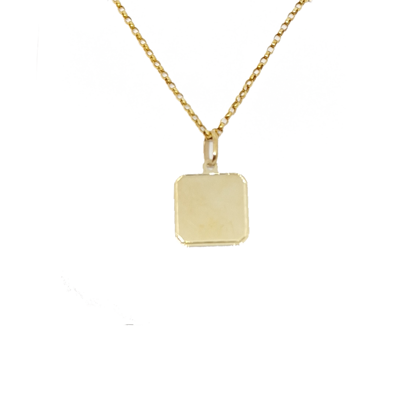 9ct Gold Chain with 9ct Gold Square Disc (Free Engraving)