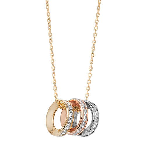 9ct Gold 3 ring necklet