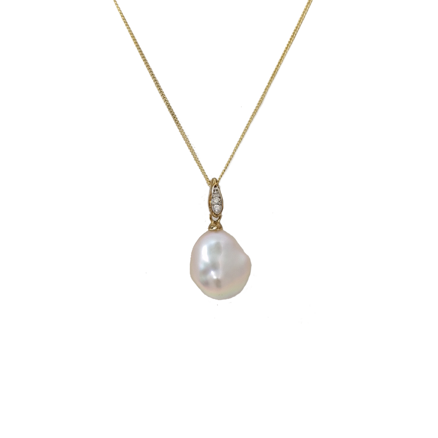 9ct Gold Cultured Pearl Pendant and Diamond