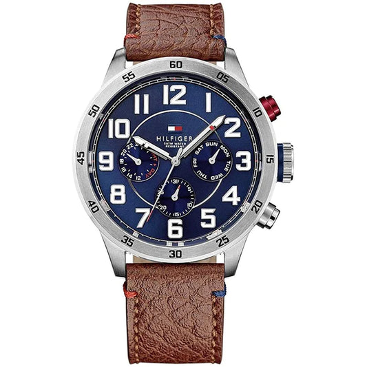 Tommy Hilfiger Blue dial on brown strap