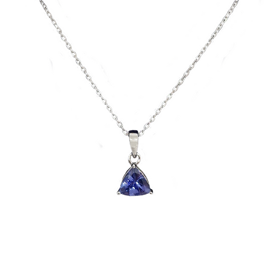 9ct White Gold Pendant Necklace with Genuine Tanzanite