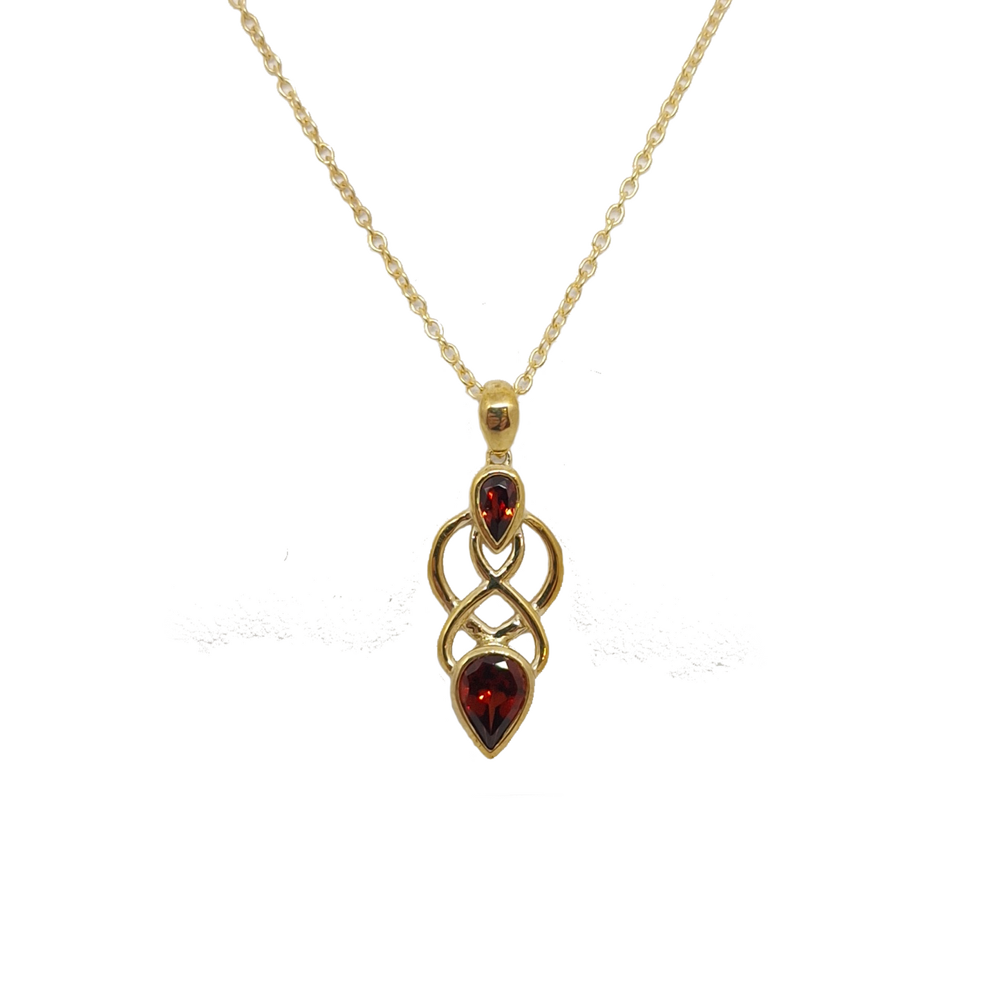 9ct Gold chain and garnet set pendant