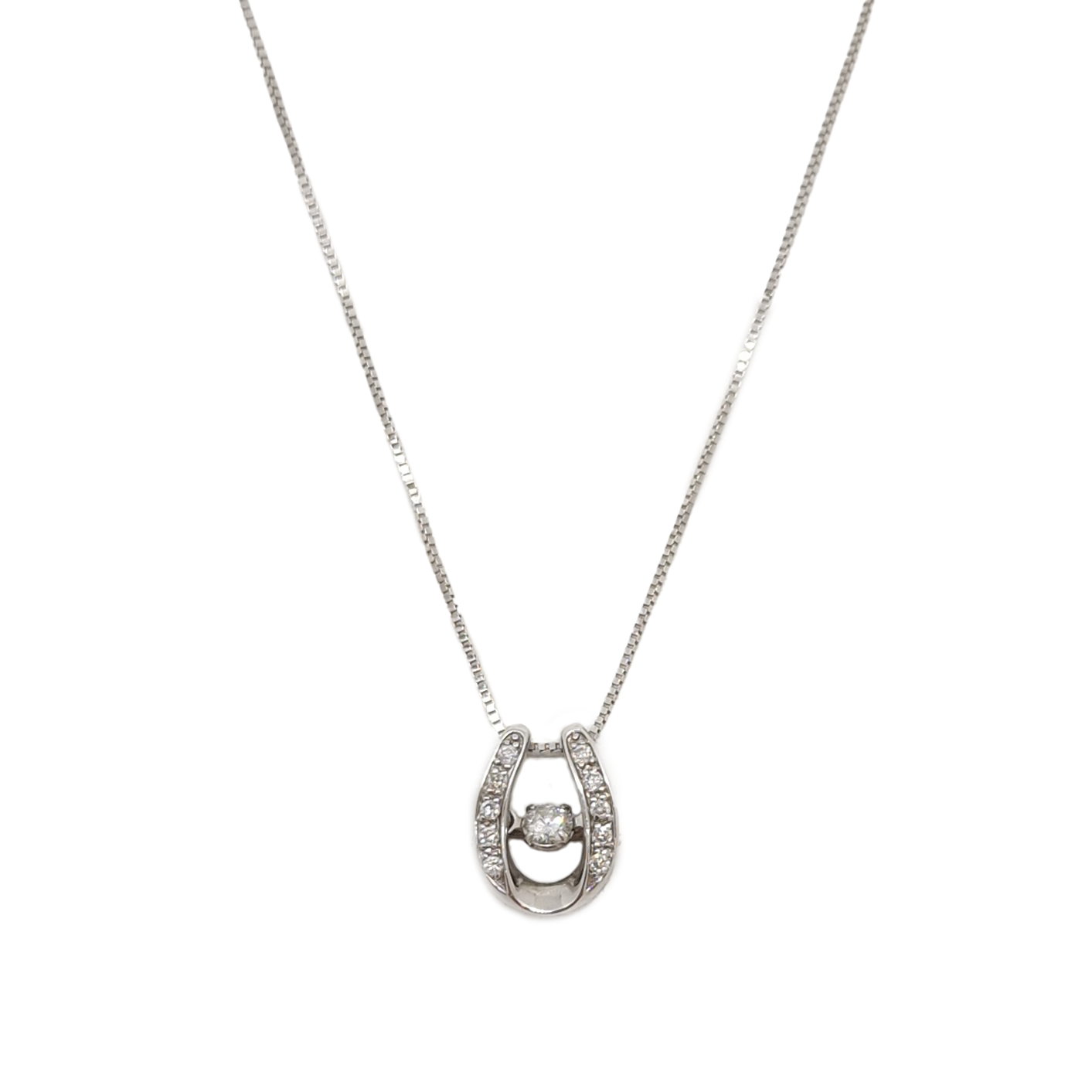 9ct White Gold chain and Diamond floating pendant