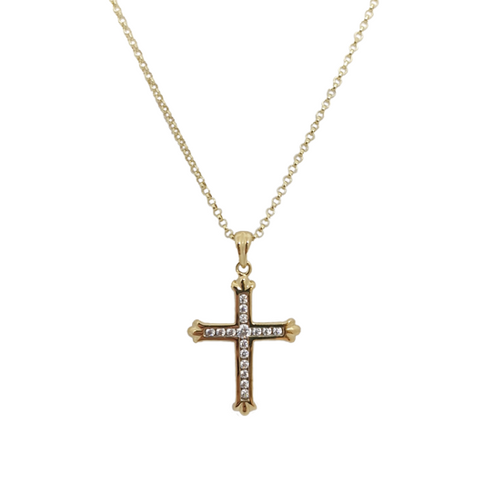 9ct Gold chain and CZ Cross