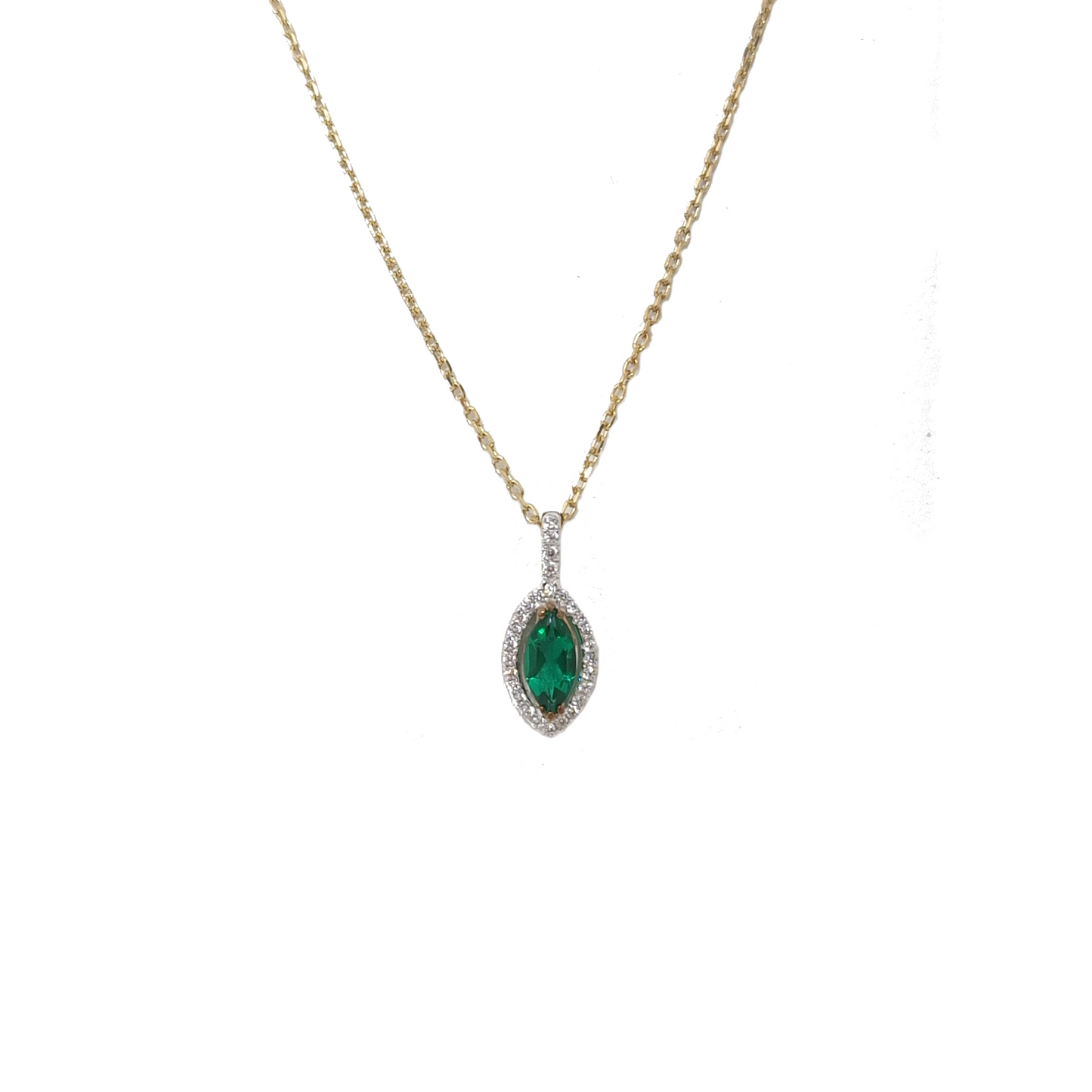 9ct Gold green C-2 Pendant and Chain