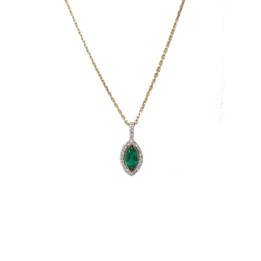 9ct Gold green C-2 Pendant and Chain