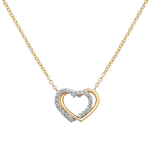9ct Gold Double Heart Necklet