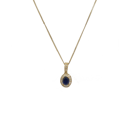 9ct Gold Sapphire and Diamond pendant