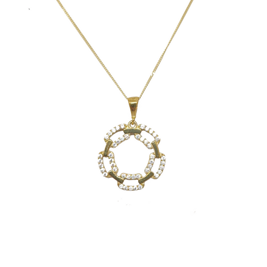 9ct Gold C-Z Pendant and Chain