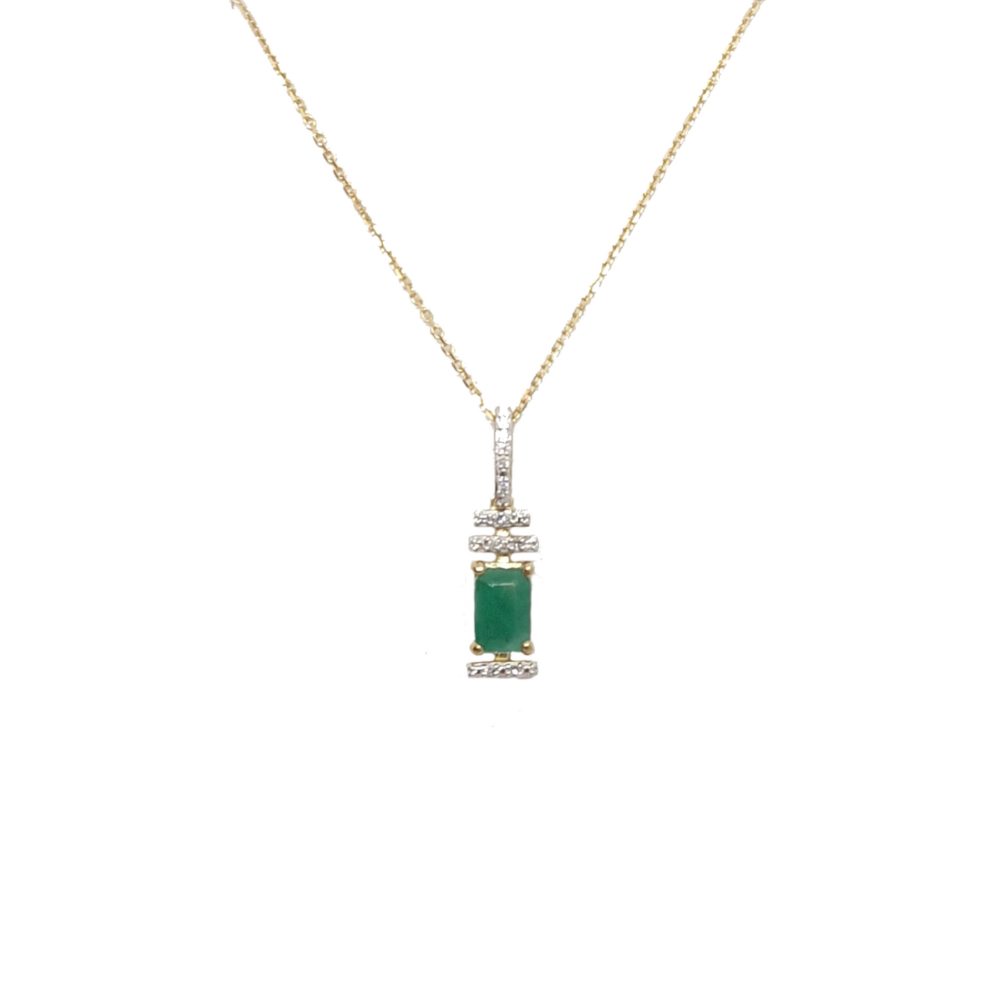 9ct Gold Emerald with Diamond and Chain